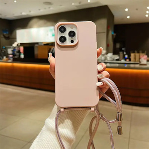 Étui de téléphone à bandoulière <span class=keywords><strong>avec</strong></span> <span class=keywords><strong>cordon</strong></span> de fixation et crochet en silicone TPU souple pour iPhone 17 Air 11 12 13 14 15 16 Pro Max - Product Image 1