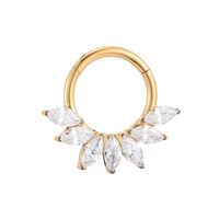 Fuxuan ASTM F136 Titane Plaqué Or Anneau De Segment Articulé avec Marquise Zircon Anneau De Nez Piercing Bijoux