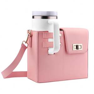 Bolso de Mano Elegante de Piel Sintética para Mujer, Porta Botella de Agua, Funda Personalizada para Taza, Bolso Bandolera - Product Image 1