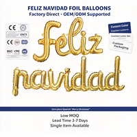 Ballon en aluminium brillant Feile Feliz Navidad en gros, décoration de fête de Noël espagnole, OEM ODM disponible, Hebei