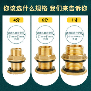 Conectores de Tanque de Agua de Jardín de Cobre de 4/6 Pulgadas, Accesorios para Tuberías de Agua de Cubo de Torre, Roscas Internas y Externas, Drenaje Extendido - Product Image 4