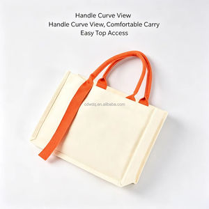Sac fourre-tout en toile de coton laminée avec logo personnalisé imprimé et sangle orange, sac publicitaire promotionnel, sac de shopping promotionnel - Product Image 6