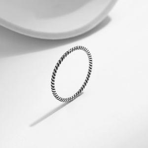 925 стерлингового серебра витое простое Винтажное кольцо модное ретро штабелируемые кольца - Product Image 4