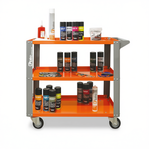 Chariot de rangement à outils TTAKE en plastique à 3 étagères, grand modèle, avec roues, orange, garantie de 3 ans - Product Image 2