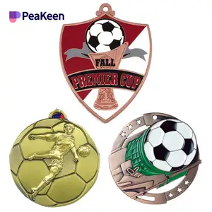 Benutzer definierte weiche Emaille Logo Bronze Fußball Fußball Trophäe Luxus League Champions Horse Award Medaille