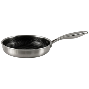 Poêle en acier inoxydable antiadhésive à revêtement multicouche sans PFOA, motif nid d'abeille tri-couches, couvercle en verre, compatible induction et gaz - Product Image 1