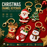 Llavero de Metal Esmaltado Suave Personalizado de Navidad, de Aleación de Zinc Bañado en Oro, con Diseño de Papá Noel, Reno y Muñeco de Nieve, Perfecto para Regalo Navideño