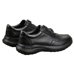 Men's Automatic Button Leather Walking Shoes Cowhide <b>Round</b> <b>Toe</b> Breathable Rubber Outsole Med <b>Heel</b> Height Comfortable Casual - Product Image 3
