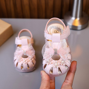 Sandales d'été à semelle souple pour tout-petits, chaussures antidérapantes à nœud pour bébés, chaussures de princesse pour enfants, chaussures pour petites filles pour les fêtes - Product Image 2