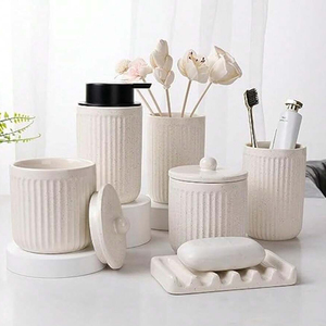Set di sapone da <span class=keywords><strong>bagno</strong></span> in ceramica <span class=keywords><strong>Beige</strong></span> di lusso - Product Image 5