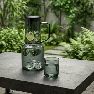 <span class=keywords><strong>Carafe</strong></span> en verre ambré avec couvercle et poignée, pichet moderne en borosilicate pour thé glacé et jus, idéal pour la porte du réfrigérateur - Product Image 4