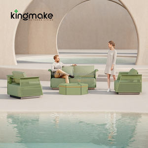 Foshan Factory Ensemble de mobilier d'extérieur Villa verte résistante aux intempéries Ensemble de canapés de jardin en aluminium de 4 pièces - Product Image 3