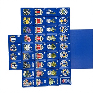Jeu de Mahjong Portable Pliable en Acrylique pour 4 Joueurs, Tuiles Bleues de Voyage, Ensemble de Jeu de Luxe Personnalisé pour le Divertissement - Product Image 3