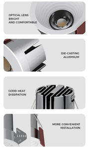 Alto CRI Modern Anti-Glare Cob Downlight 7W 9W 10W 12W Foco <span class=keywords><strong>de</strong></span> <span class=keywords><strong>techo</strong></span> LED empotrado <span class=keywords><strong>de</strong></span> aluminio - Product Image 5