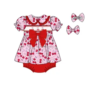 Toptan Puresun çocuk Smocking giysi puf kollu çocuklar çiçek elbise bebek kız kıyafetleri