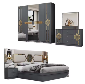 Ensemble de Chambre à Coucher de Luxe en <span class=keywords><strong>Bois</strong></span> <span class=keywords><strong>Massif</strong></span> Moderne, <span class=keywords><strong>Lit</strong></span> Double avec Rangement et <span class=keywords><strong>Tiroirs</strong></span> pour Maison, Hôtel, Appartement ou Villa - Product Image 3