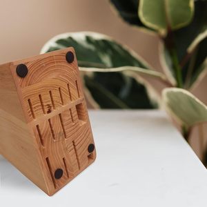 Dịch vụ tùy biến cung cấp Gỗ Sồi phổ dao khối với khe cắm cho dao, cắt kéo và mài - Product Image 5