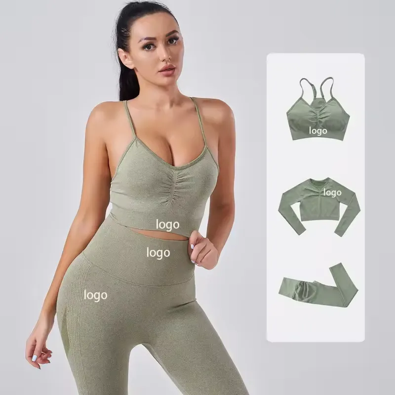 JoyChuang 2pce abbigliamento sportivo abbigliamento da allenamento donna palestra Activewear Set Fitness reggiseno sportivo Leggings senza soluzione di continuità Yoga Set