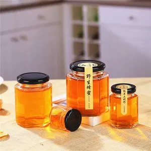 Barattoli di marmellata a prova di perdite di consegna rapida barattoli di vetro di miele esagonale per Cubilose di alimenti per bambini