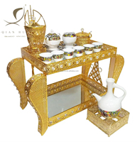 Qian Hu 2025 Nouveau design en stock, ensemble décoratif en métal pour café et thé éthiopien et du Moyen-Orient, table à café Rekebot durable
