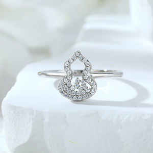 Bague en argent sterling 925 de style chinois minimaliste, motif <span class=keywords><strong>gourde</strong></span> ajouré et massif - Product Image 2