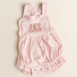 ชุดรอมเปอร์เด็กผู้หญิงน่ารัก ลายโมโนแกรม ผ้าฝ้าย 100% แต่งระบาย ชุดฤดูร้อน แฟชั่นลำลอง สไตล์บับเบิ้ล สำหรับเด็ก - Product Image 3