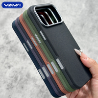 VAWI L182 Étui de téléphone TechWoven de luxe avec cadre d'objectif métallique, antichoc, antidérapant, magnétique pour iPhone 13~15 16 17 Pro Max