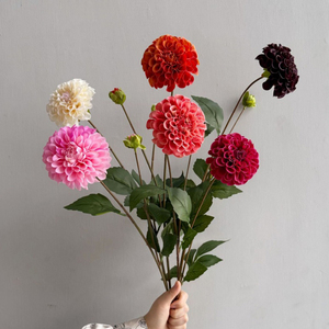 Meilleures ventes - Faux dahlias - Fleurs en soie au toucher réaliste avec revêtement en latex - 2 têtes <span class=keywords><strong>de</strong></span> fleurs <span class=keywords><strong>de</strong></span> dahlias artificielles pour la décoration <span class=keywords><strong>de</strong></span> la maison, des mariages et des événements - Product Image 4