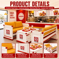 Ensemble de mobilier de restaurant moderne et durable pour poulet frit, style conteneur, avec banquette et table pour fast-food et restauration rapide (QSR)