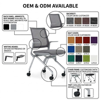 Chaise de conférence pliable ergonomique en acier maillé avec roulettes, empilable, pour bureaux et salles de formation