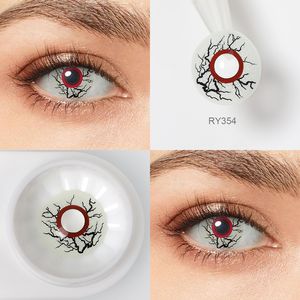 Pseyeche devil Halloween lentilles de contact jaune <span class=keywords><strong>sang</strong></span> plat cosplay lentilles feu d'artifice blanc fou lentilles de contact - Product Image 2