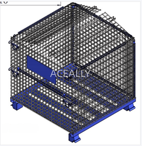 Conteneur de stockage en treillis métallique galvanisé pliable, grand conteneur en acier - Product Image 2