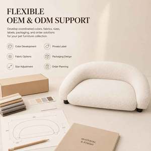 <span class=keywords><strong>Canapé</strong></span> modulaire inclinable de luxe moderne PET DUKE Round Solid Boucle, dossier bas, accoudoir intégré, deux places, noir, pour chats et chiens, toutes saisons - Product Image 3