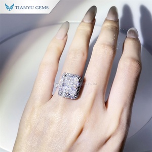 Tianyu lujo 10x12,5mm D VVS radiante corte de hielo Moissanite diamante anillo de compromiso solo Halo plata 925 10K 14K 18K boda banda - Product Image 4