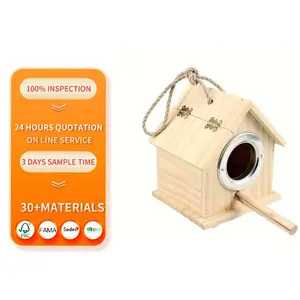 Premium Wooden Nesting Box for Parakeets Cockatiels Lovebirds Ideal Breeding Pet Bird Cage with Perch and Comfortable Space