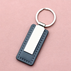 Wholesale Promotional Zinc Alloy Lightweight Rectangle Pattern PU Leather <b>Custom</b> Designer Durable <b>Keychain</b> - Product Image 3