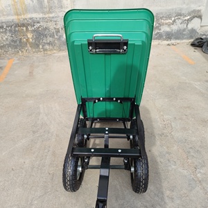 भारी शुल्क स्टील 4 पहिया लॉन यार्ड उपयोगिता व्हीलबैरो कार्ट वैगन गार्डन ट्रॉली - Product Image 5