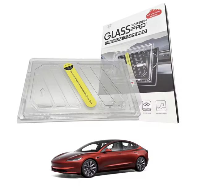 High-definition 4K frosted tempered glass film for the new Modely/3 Tesla screen - Dust-free chamber essential kit