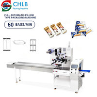 Machine d'emballage automatique horizontale pour barres énergétiques, barres chocolatées, bonbons, machine d'emballage en flux, machine d'emballage