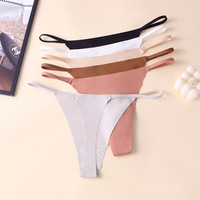 Tanga Fina de Talle Bajo Estilo Europeo-Americano, Ropa Interior Diaria, Tanga de Seda Helada Transpirable Sin Costuras, Novedad de Verano