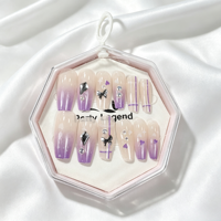 Vente en gros de faux ongles personnalisés à étiquette privée, lot de 24 pièces, motifs floraux 3D variés, faux ongles réutilisables pour une qualité de salon