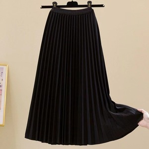 Jupe mi-longue plissée en satin pour femme Kellogg, taille haute, patchwork, respirante, écologique, style mature léger, taille élastique - Product Image 3