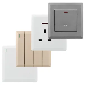 Wall Switches Manufacture Hot Sell 16A 250V 1/2/3 /4 Gang Switch British Wall Socket Electrical Button Wall Switch Socket