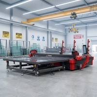 Machine de découpe de verre automatique tout-en-un 3-en-1 pour formes irrégulières, avec système de chargement par bras rotatifs à 360 degrés et table de découpe