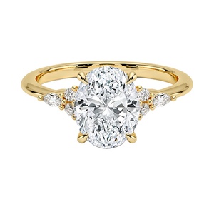 Anello di Fidanzamento e Nuziale Personalizzato di Fabbrica con Diamante Ovale da 1~5 ct 3 4 Carati Creato in Laboratorio CVD Certificato IGI VVS in Oro 14k 18k - Product Image 1