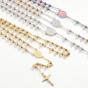 <span class=keywords><strong>Collana</strong></span> con perline da 6MM in acciaio inossidabile <span class=keywords><strong>collana</strong></span> con perline da preghiera 14K 18K placcato oro oro <span class=keywords><strong>collana</strong></span> con catena in <span class=keywords><strong>argento</strong></span> maglione <span class=keywords><strong>collana</strong></span> a catena - Product Image 2