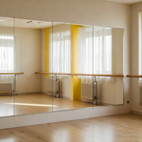 Grand miroir mural sans cadre pour salle de sport, studio de danse, scène, yoga, fitness, sport, auto-adhésif, en verre de sécurité pour intérieur