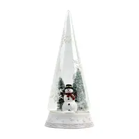 Árvore de natal decorativa e boneco de neve, capa em vidro com fecho de neve em forma de luz led
