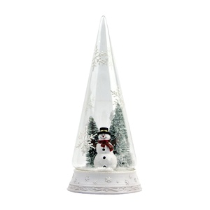 Albero di Natale Decorativo e Pupazzo di Neve in Campana di Vetro con Luci LED a Forma di Neve - Product Image 1