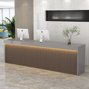 Mesa De Recepção Minimalista Moderna para Escritório Grade Design Hotel Caixa Contador Durável MDF para Salão De Beleza Consulta Loja - Product Image 3